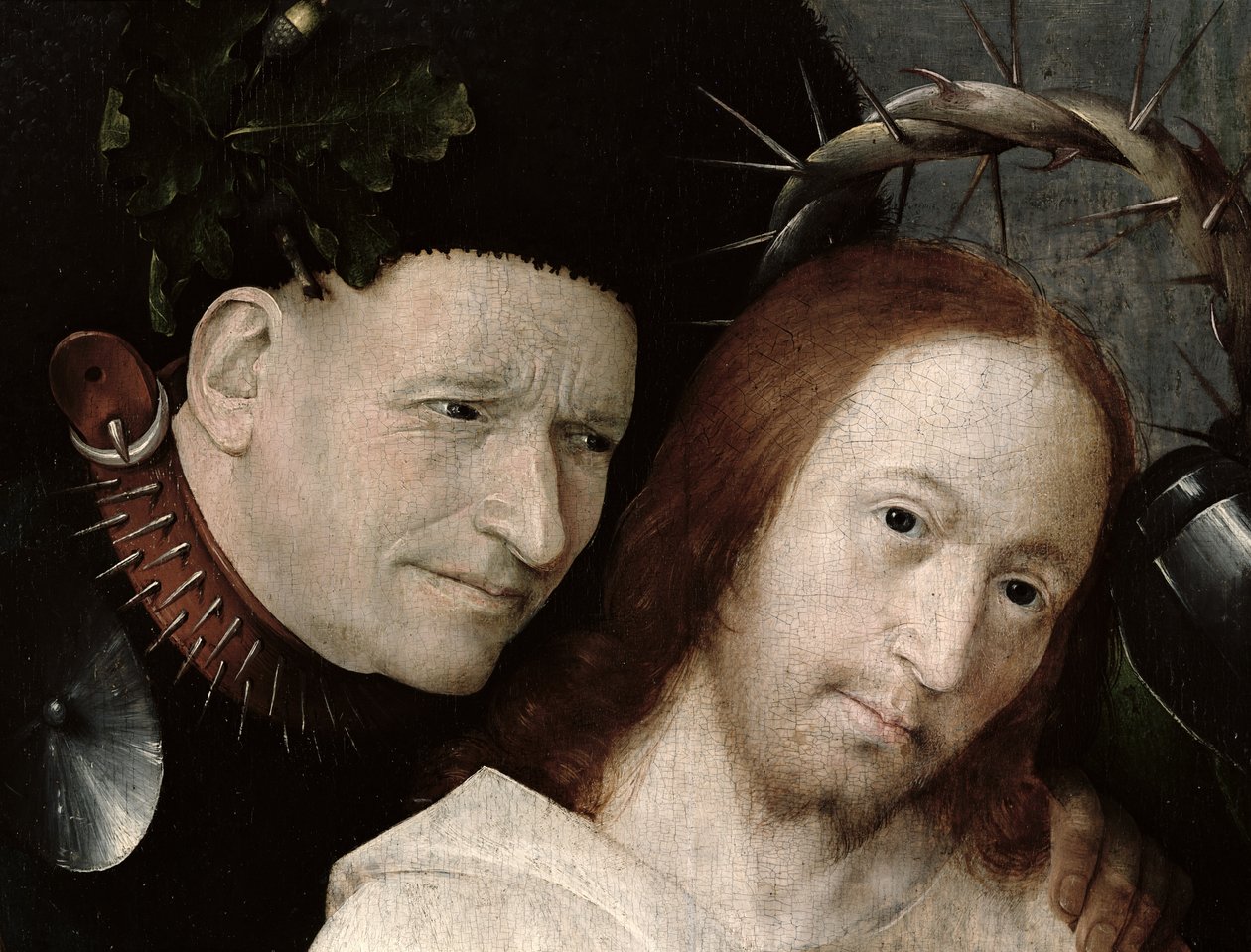 Christ Mocked (The Crowning with Thorns) ca. 1490-1500 (olje på panel) (detalj av 29114) av Hieronymus Bosch
