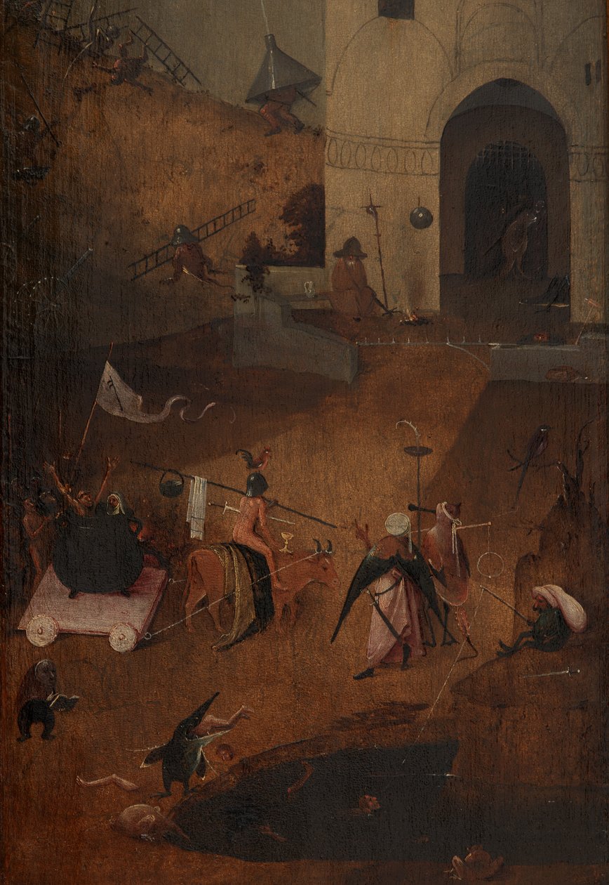 Detalj av høyre panel av den siste dommen (olje på panel) av Hieronymus Bosch