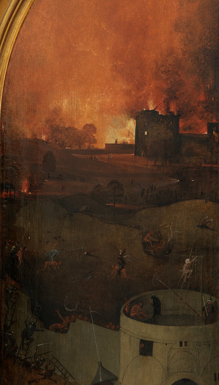 Detalj av høyre panel av den siste dommen (olje på panel) av Hieronymus Bosch