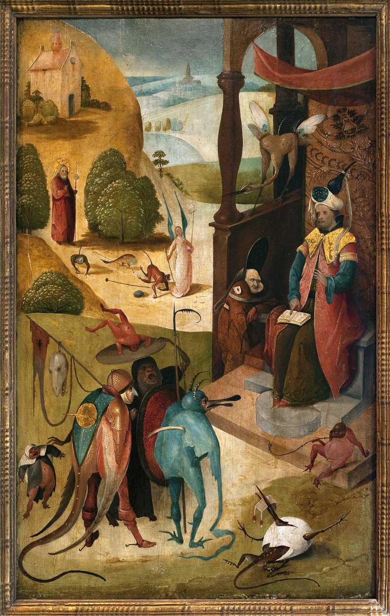 Saint James the Major og magikeren Hermogene. Maleri av Hieronymus Van Aeken (Aken) dit Jerome Bosch (1450-1516), olje på tre av Hieronymus Bosch