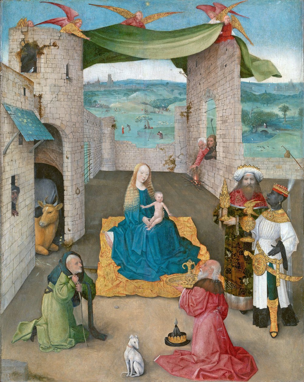 The Adoration of the Magi, ca. 1475 (olje og gull på eik) av Hieronymus Bosch