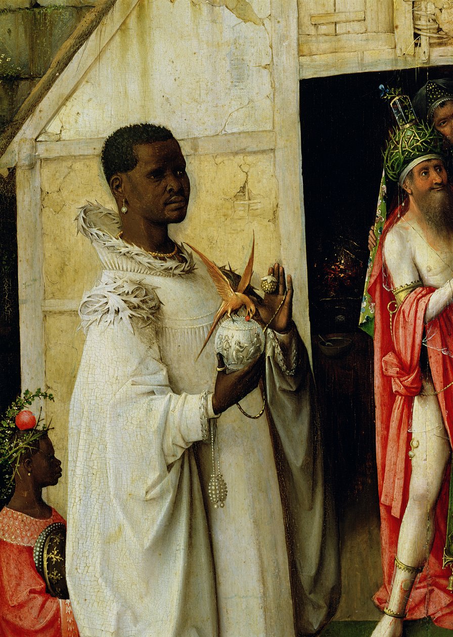 The Adoration of the Magi: detalj av kong Balthazar fra sentralpanelet til triptyken, 1510 av Hieronymus Bosch