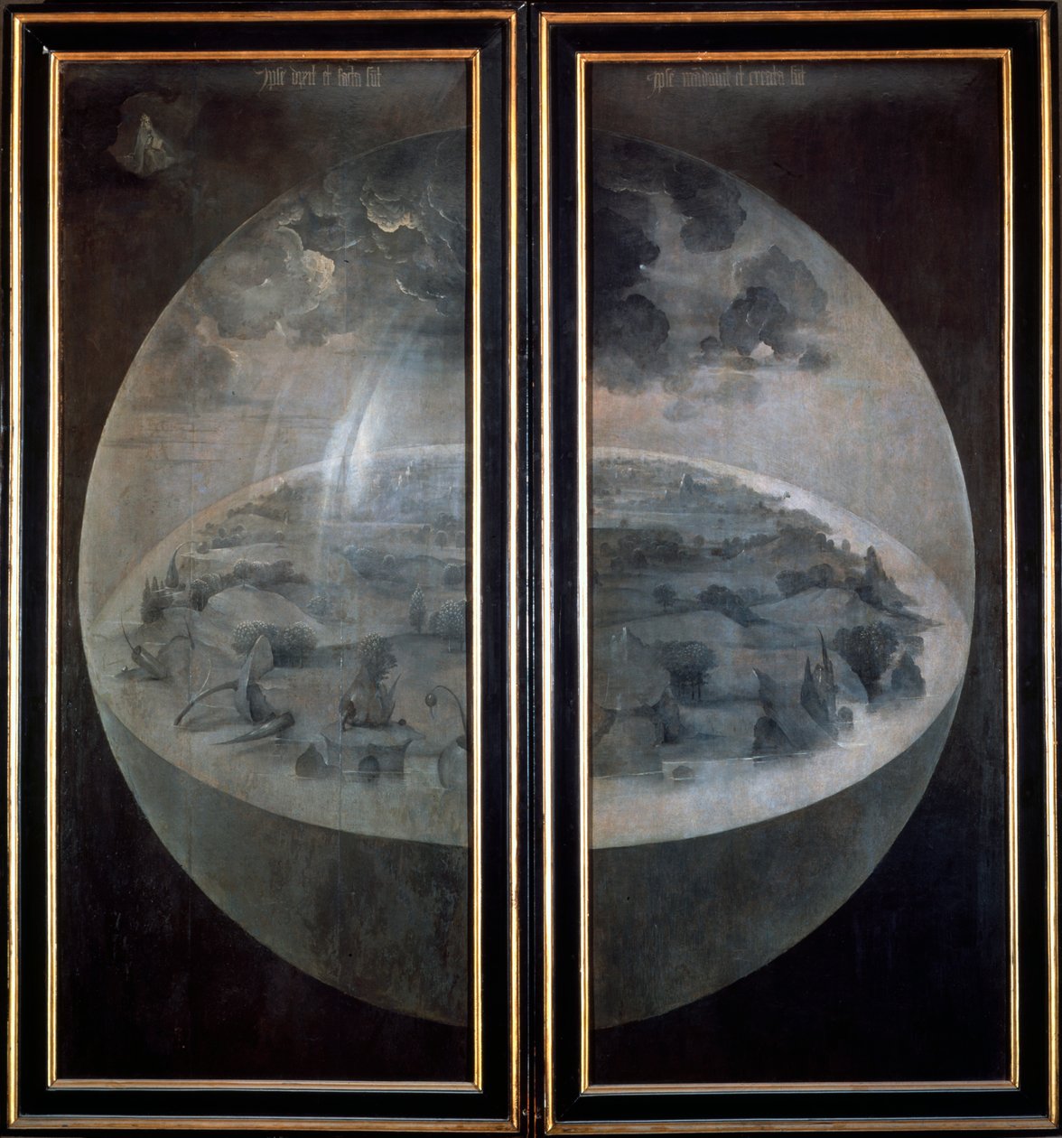 The Creation of the World, lukkede dører til triptyken The Garden of Earthly Delights, c1500 av Hieronymus Bosch
