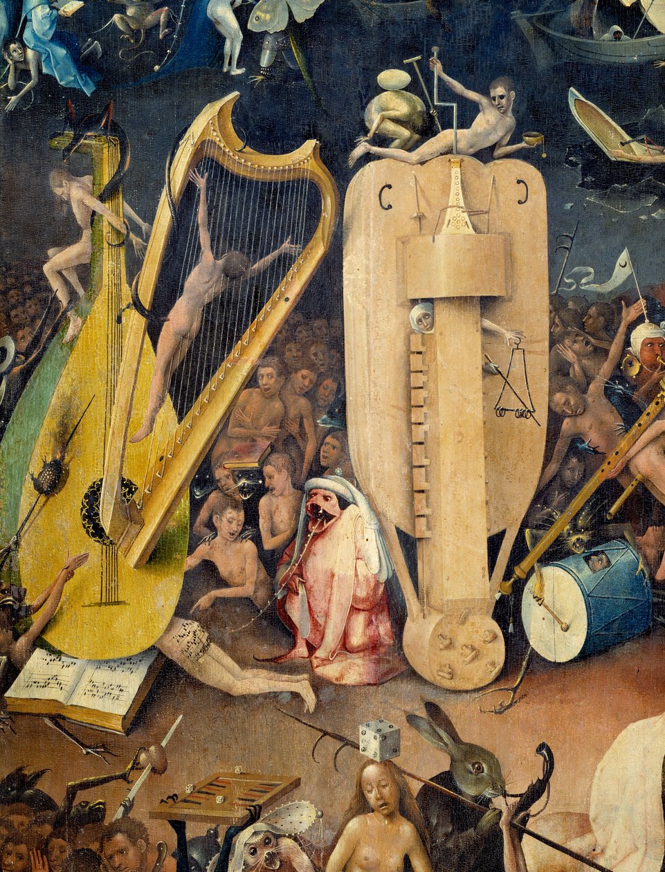 The Hell Detail of the right del av triptych of "The Garden of Terrestrial Delices"" av Hieronymus Van Aken (Aken) dit Jerome Bosch (1450-1516) av Hieronymus Bosch