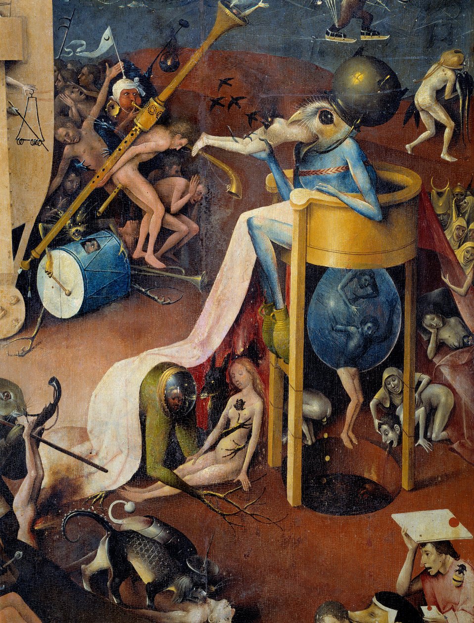 The Hell Detail of the right del av triptych of "The Garden of Terrestrial Delices"" av Hieronymus Van Aken (Aken) dit Jerome Bosch (1450-1516) av Hieronymus Bosch