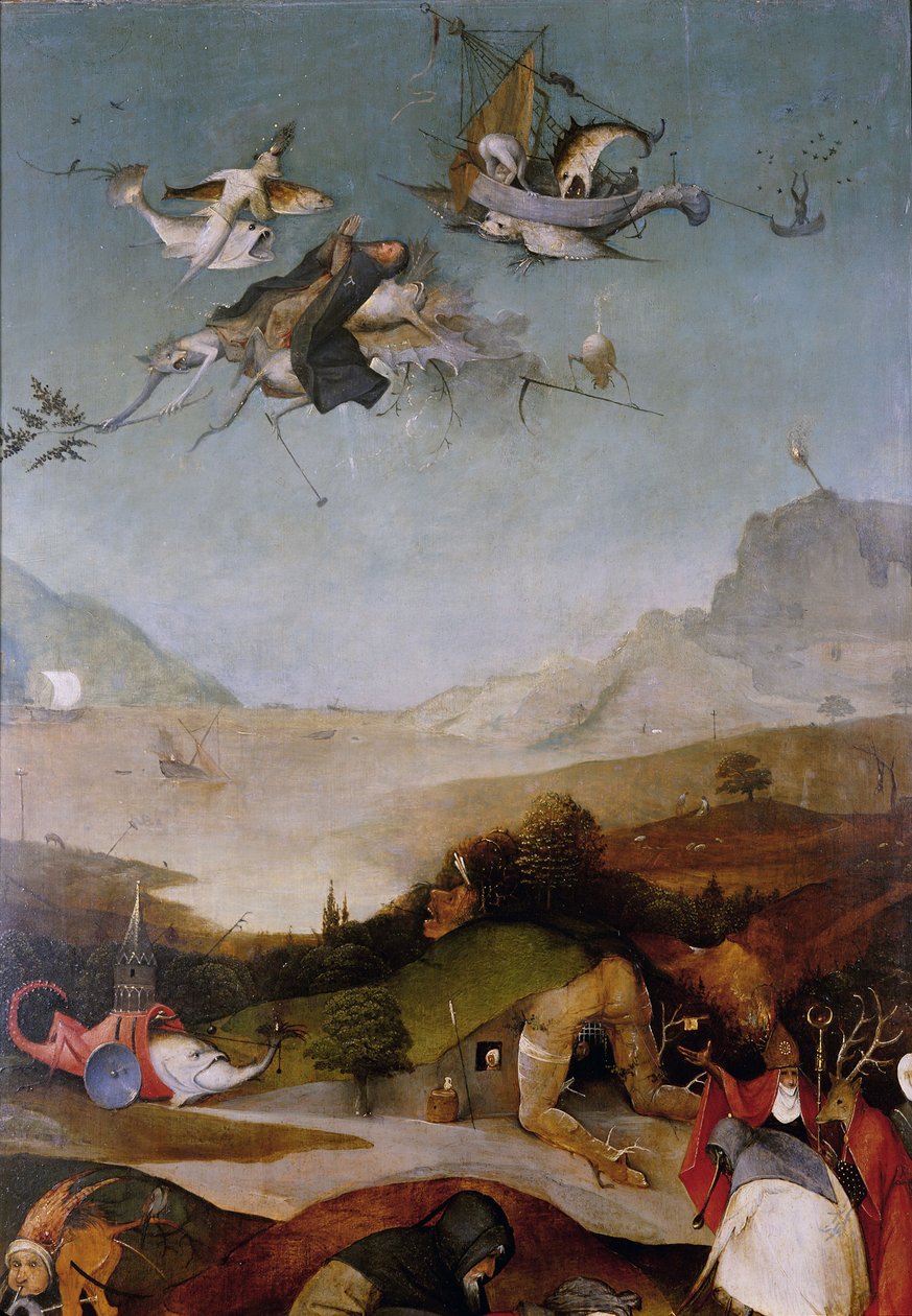 The Temptation of Saint Anthony Detalj av venstre fløy av en triptyk, mellom 1495 og 1515 av Hieronymus Bosch