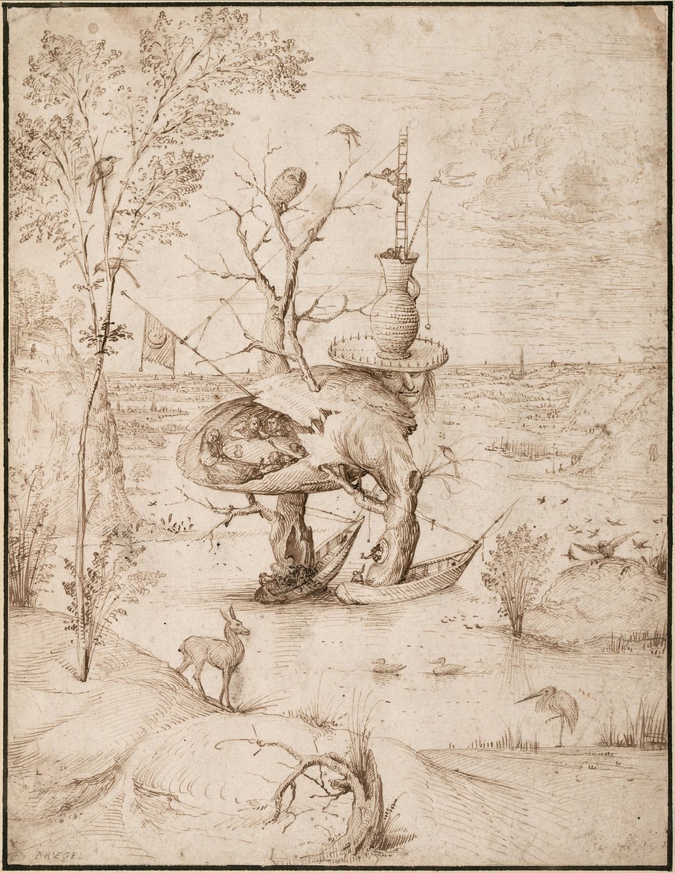 Tremannen, ca. 1505 (brunt blekk på papir) av Hieronymus Bosch
