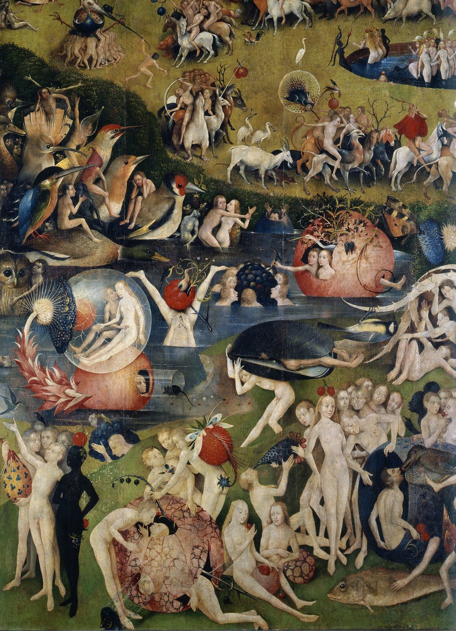 Delicens hage. Detalj av den sentrale delen av triptyken av Hieronymus Bosch