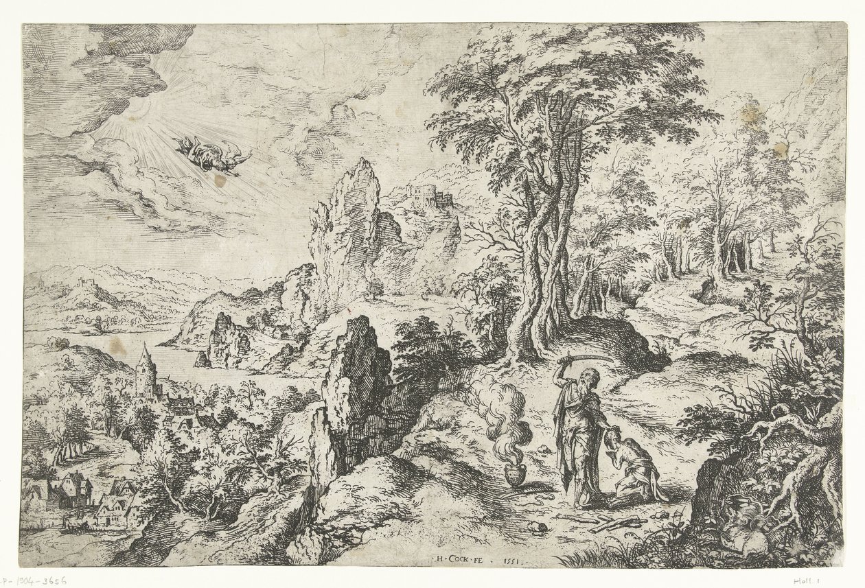 Landskap med ofring av Isaac av Hieronymus Cock