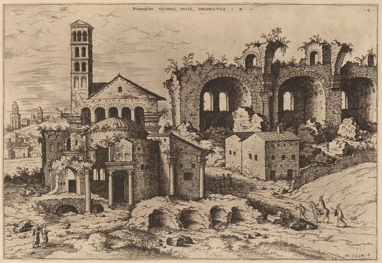 Augustus og Faustinas tempel, Divus Romulus-tempelet og Konstantins basilika av Hieronymus Cock