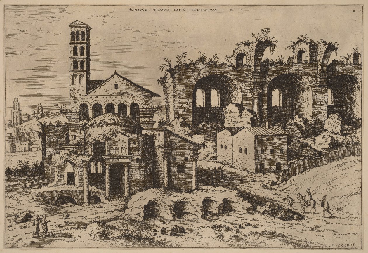 Augustus’ og Faustinas tempel, Divus Romulus’ tempel og Konstantins basilika av Hieronymus Cock