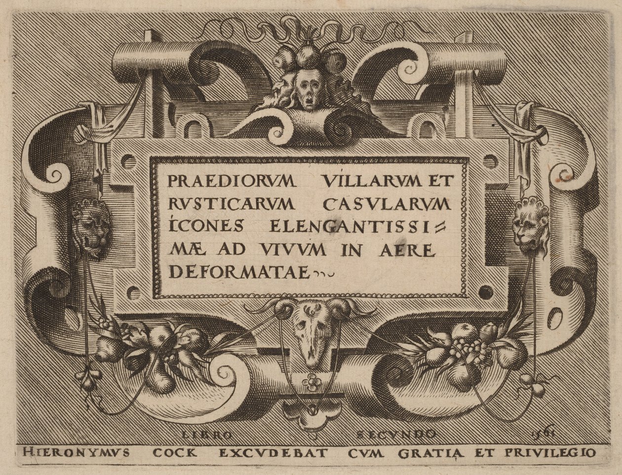 Tittelsiden til «Praediorum Villarum» av Hieronymus Cock
