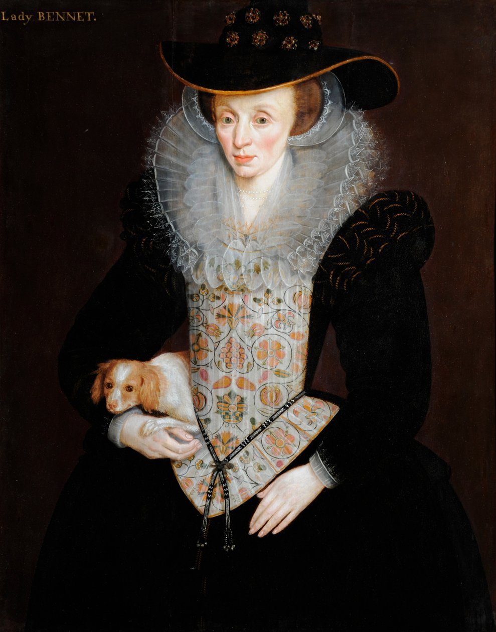 Portrett av Lady Bennet, ca. 1590 (olje på panel) av Hieronymus Custodis