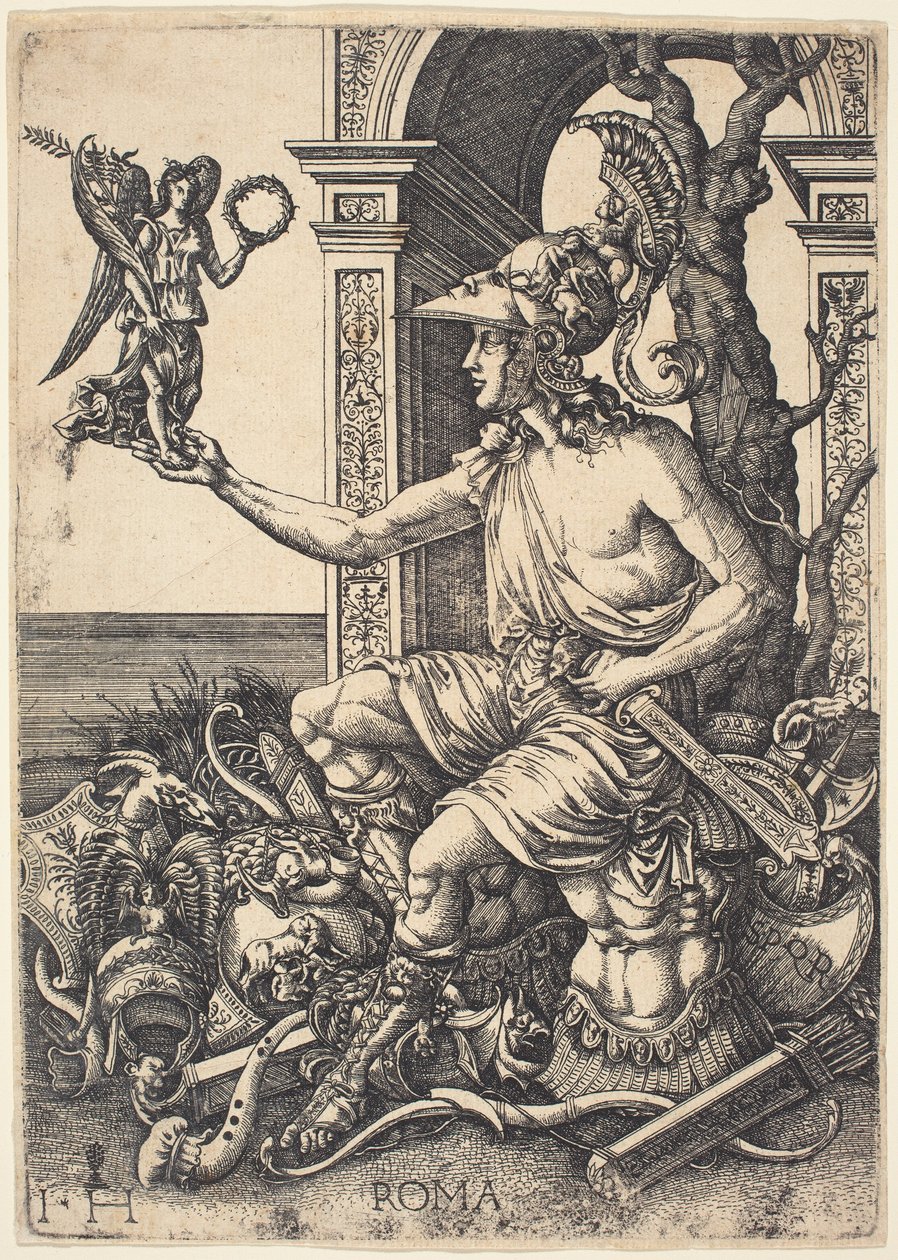 Personifisering av Roma av Hieronymus Hopfer after Giovanni Battista Palumba