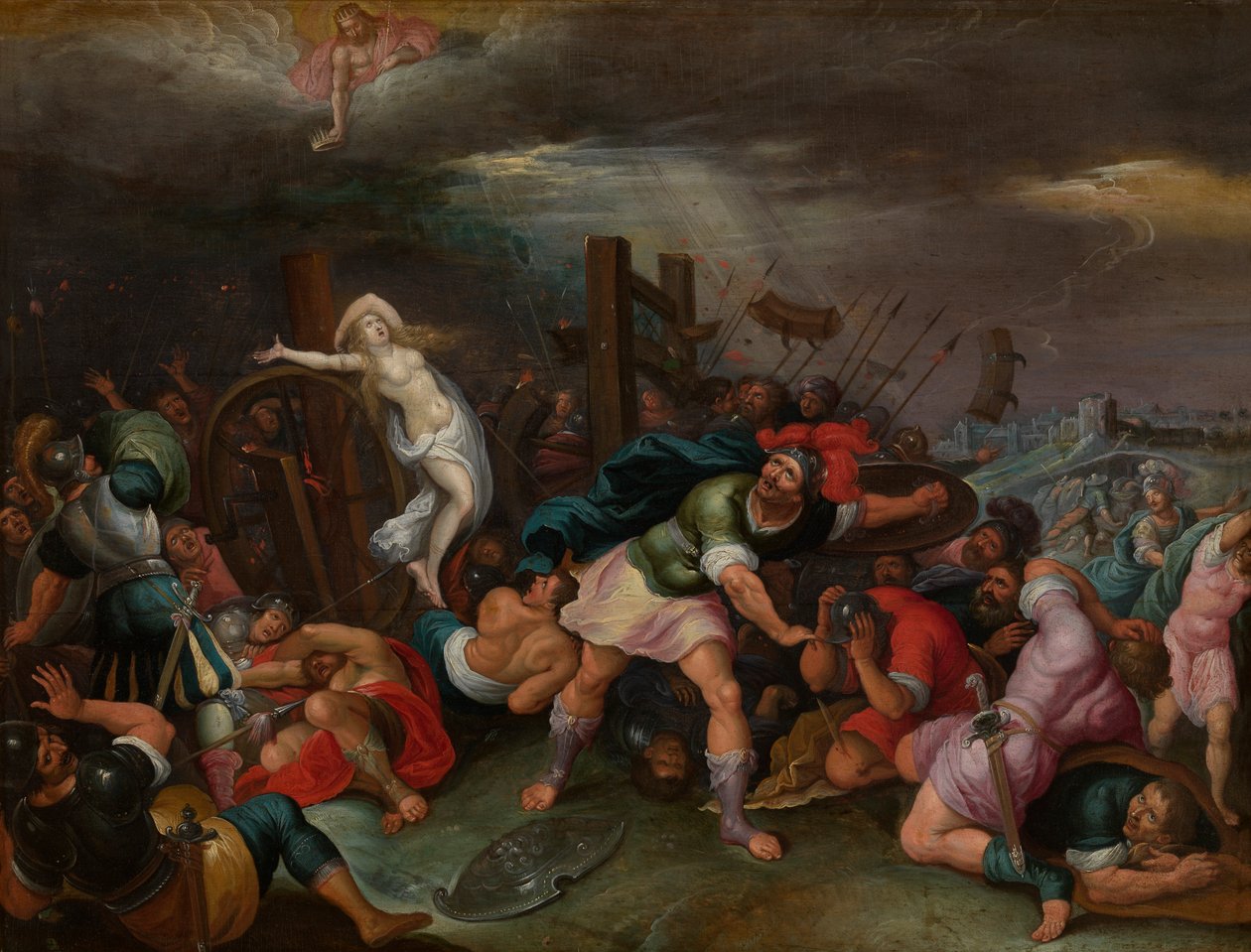 Martyrdommen til Saint Catherine of Alexandria (olje på panel) av Hieronymus II Francken