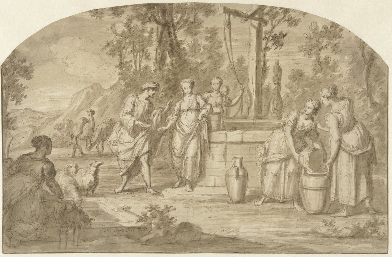Elieser og Rebekka ved brønnen av Hieronymus Lapis