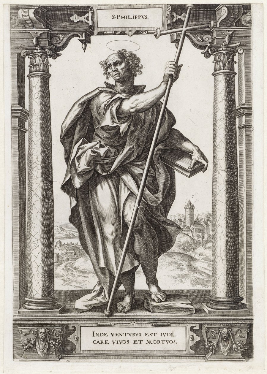 Saint Philip S. Philippvs (tittel på objekt) Kristus og de tolv apostler og St. Paulus (serietittel) av Hieronymus Wierix