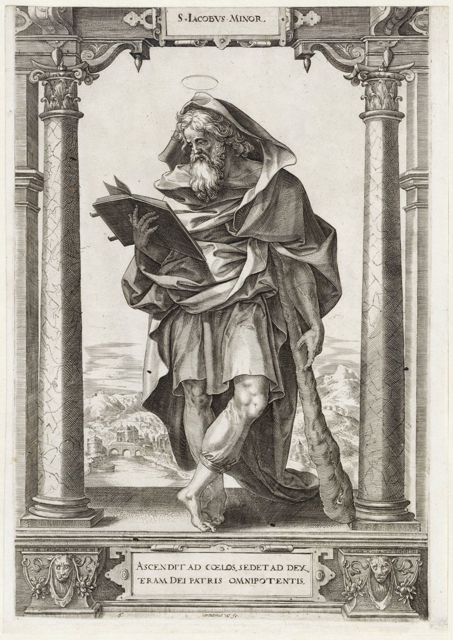 St. Jakob den mindre S. Iacobvs Minor (tittel på objekt) Kristus og de tolv apostler og St. Paulus (serietittel) av Hieronymus Wierix