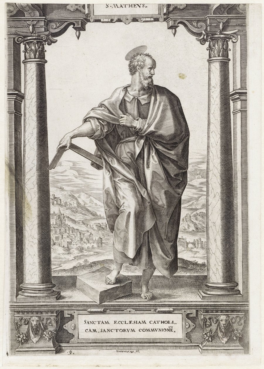 H. Matthew S. Mathevs (tittel på objekt) Kristus og de tolv apostler, og H. Paul (serietittel) av Hieronymus Wierix