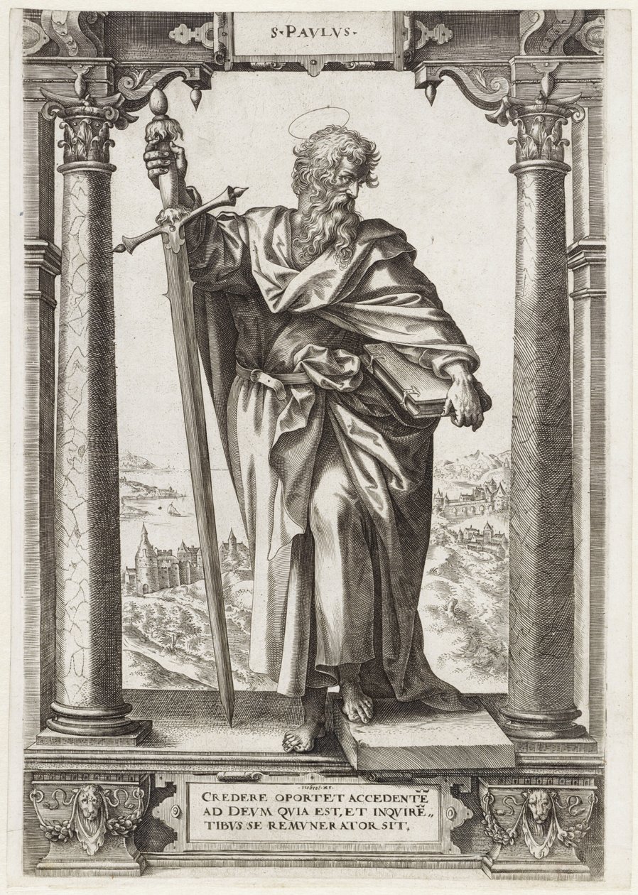 Den hellige Paulus av Tarsus S. Pavlvs (tittel på objekt) Kristus og de tolv apostler og St. Paulus (serietittel) av Hieronymus Wierix