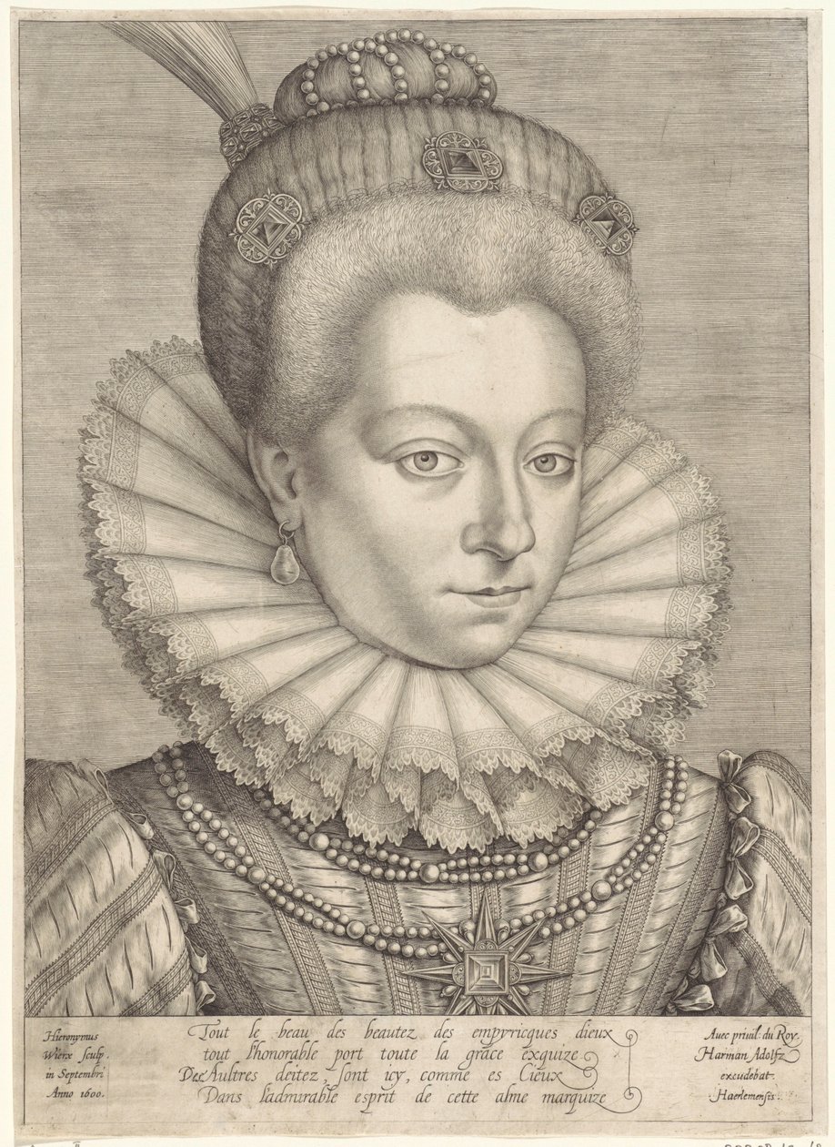 Portrett av Catherine Henriette de Balzac d'Entragues kvinner fra Henry IVs tid (serietittel) av Hieronymus Wierix