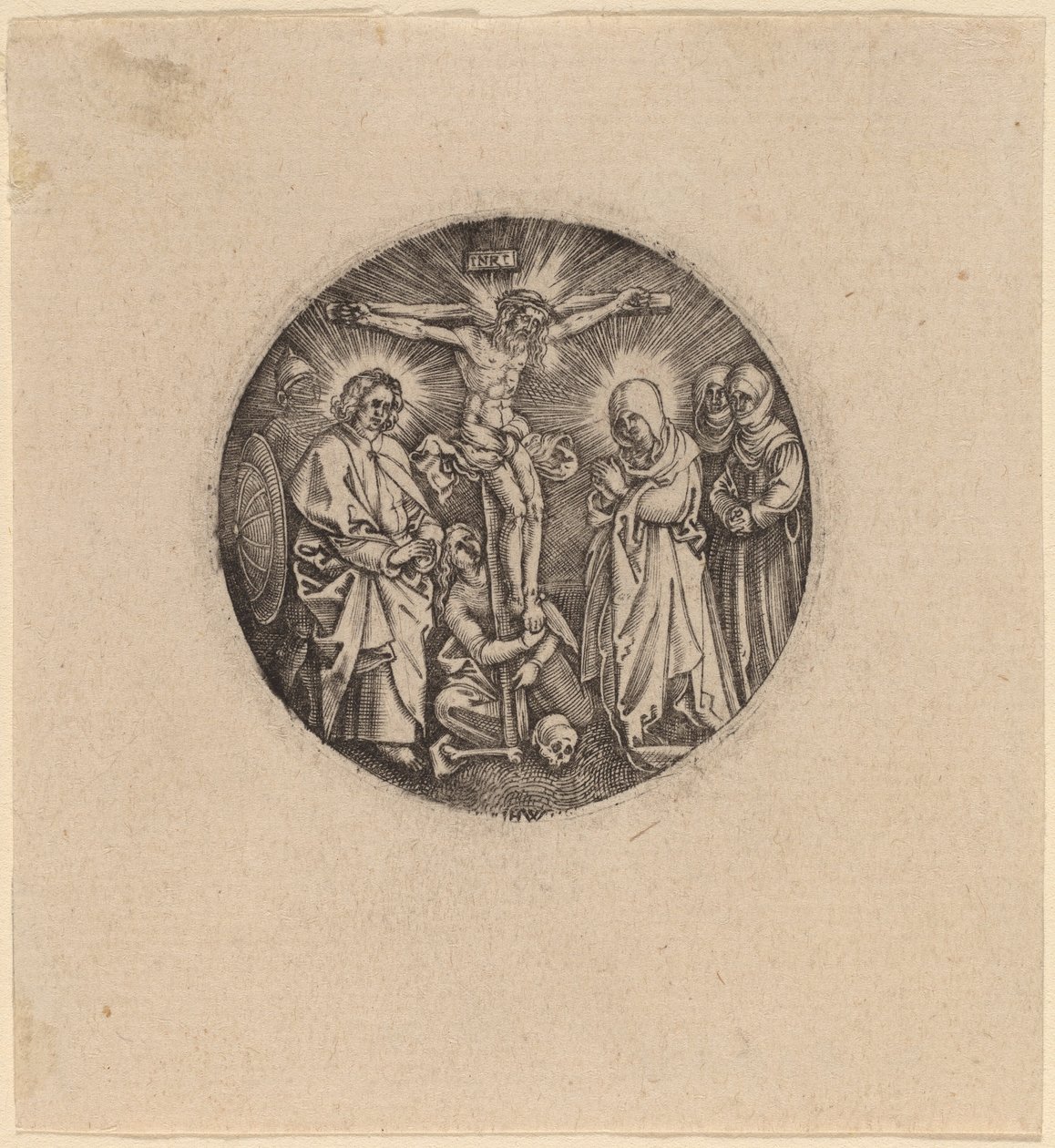 Korsfestelsen kalte Maxmilians sverdpommel av Hieronymus Wierix and Antonie Wierix after Albrecht Dürer