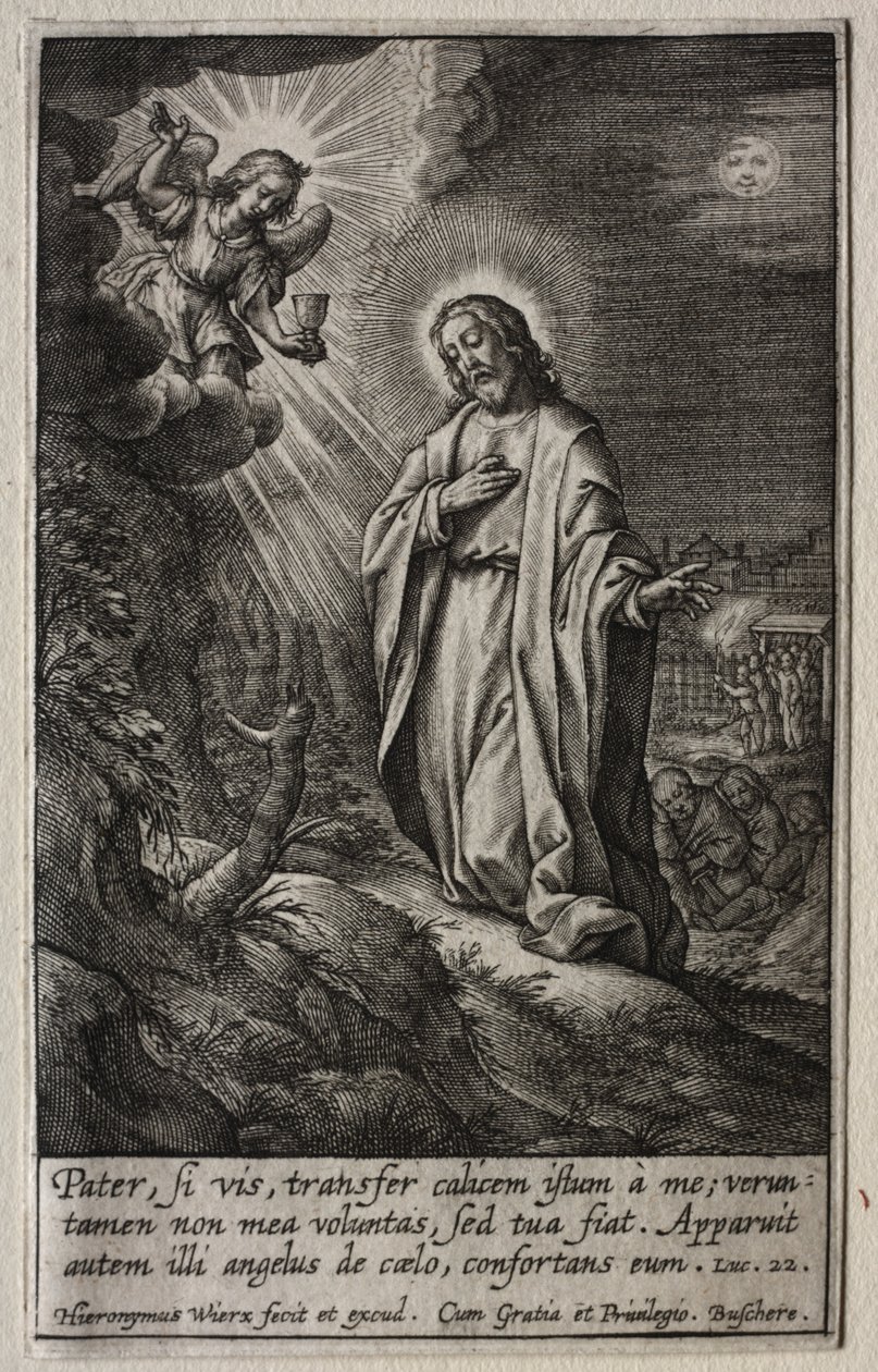Lidenskapen: Kristus på Oljeberget. av Hieronymus or Jerome Wierix