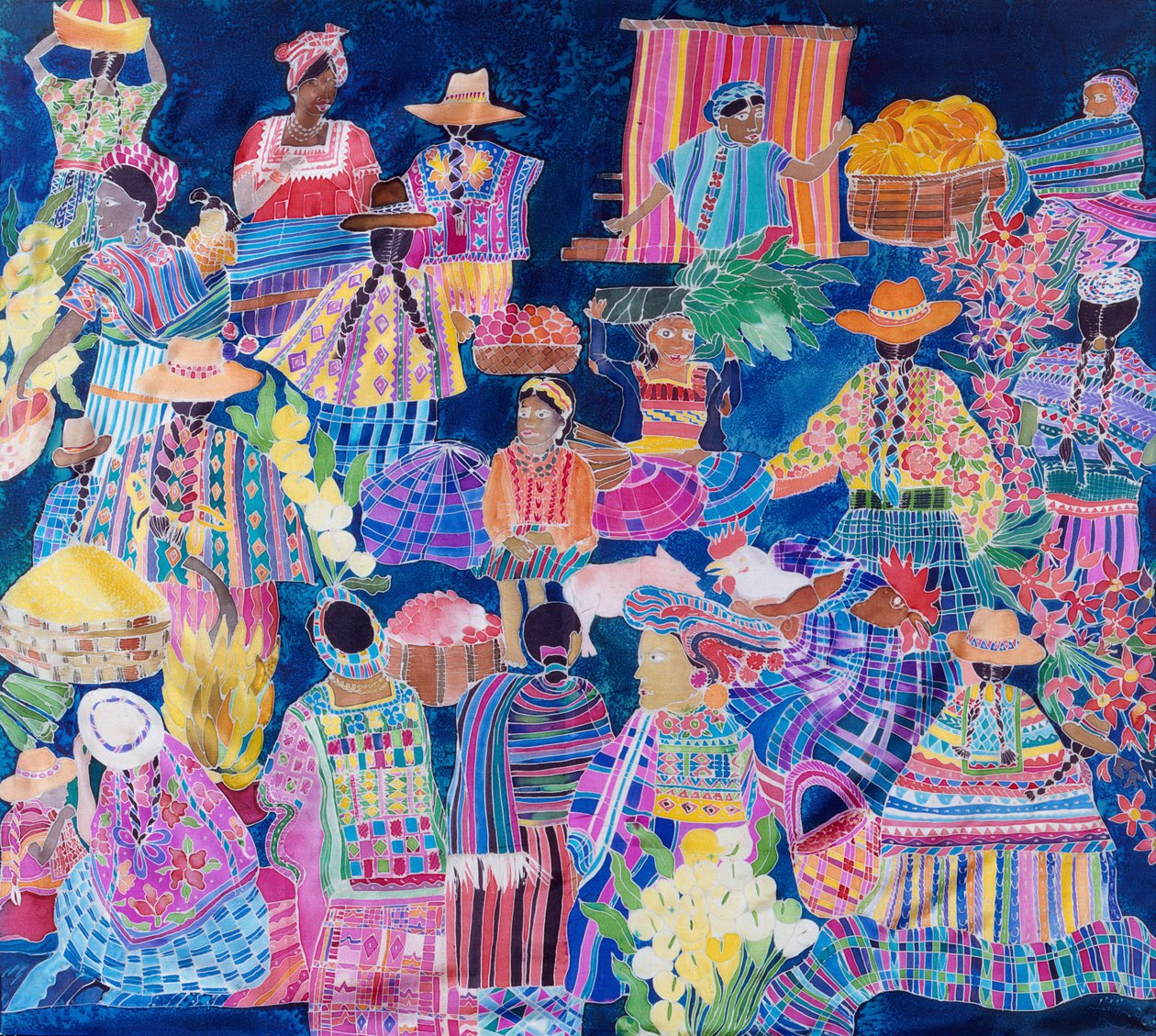 Guatemala Impressions (farget blekk på silke) av Hilary Simon