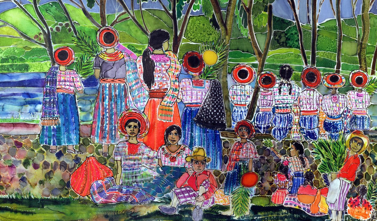 Lake Atitlan, 2005 (fargestoffer på silke) av Hilary Simon