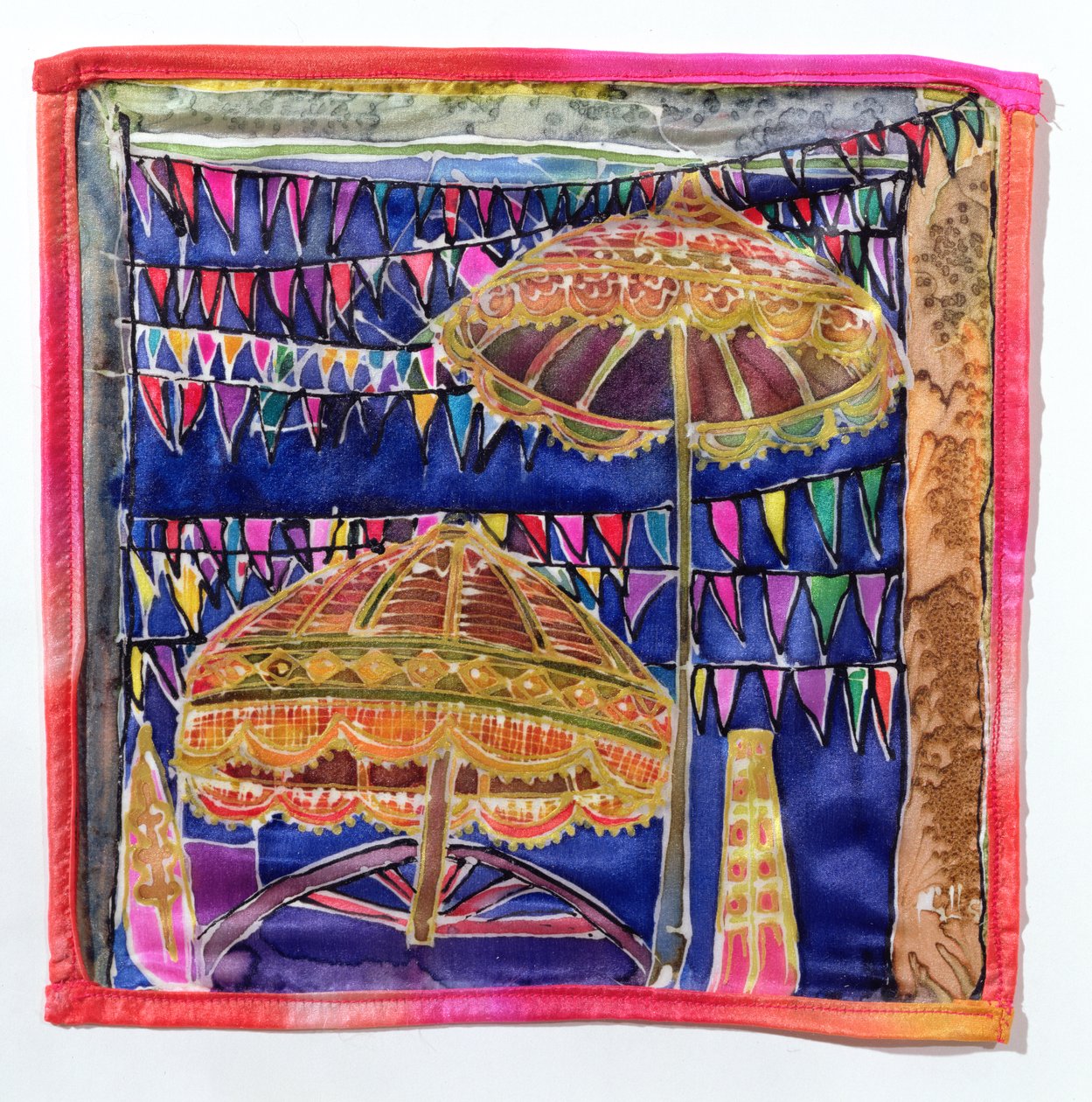 Balinesiske parasoller, 2005 (fargestoffer på silke) av Hilary Simon