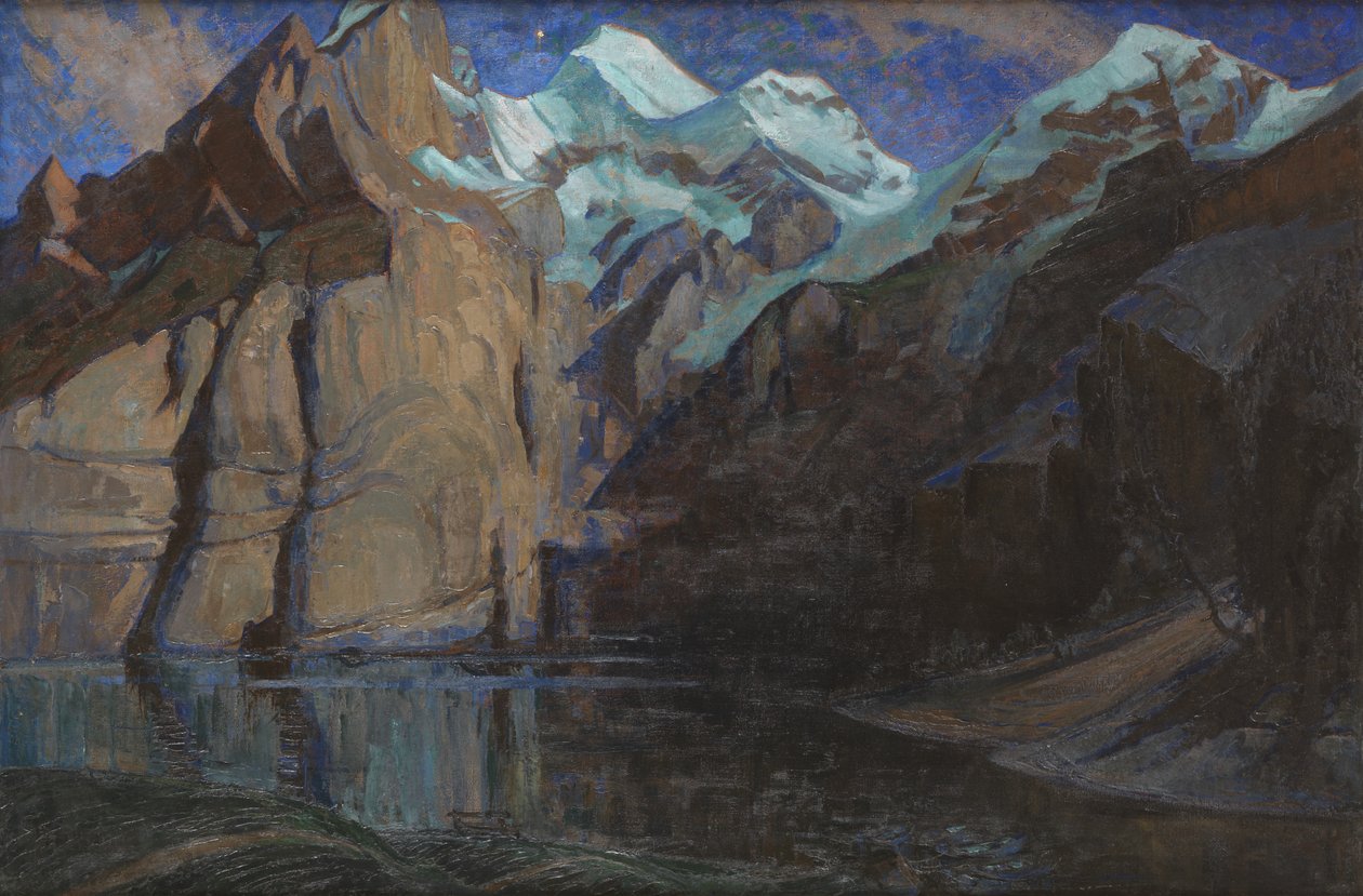 Nocturne des Alpes (olje på lerret) av Hilda Marion Hechle