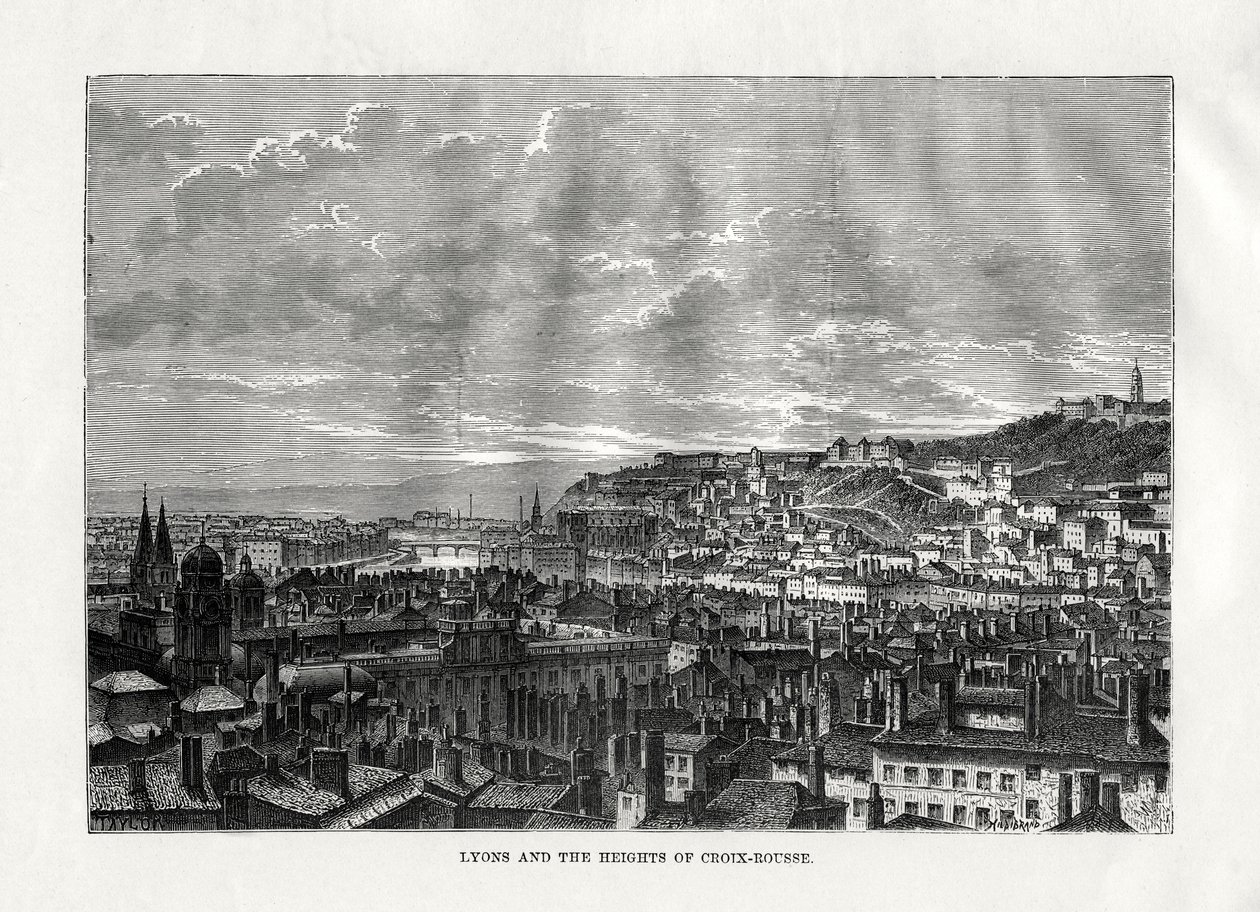 Lyon og høydene i Croix-Rousse, Frankrike, 1879 av Hildibrand