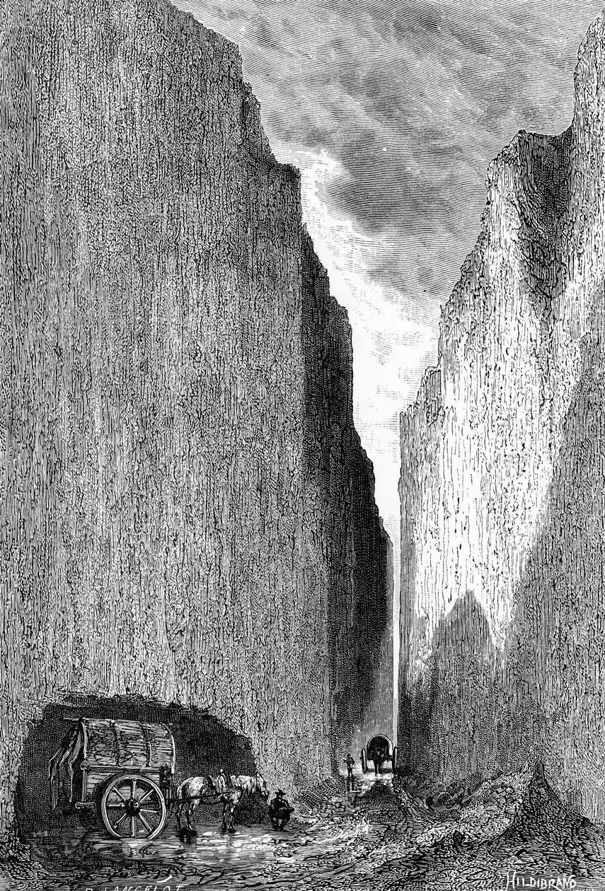 Veien skjærer gjennom den gule jorden, Kina, c1890. av Hildibrand