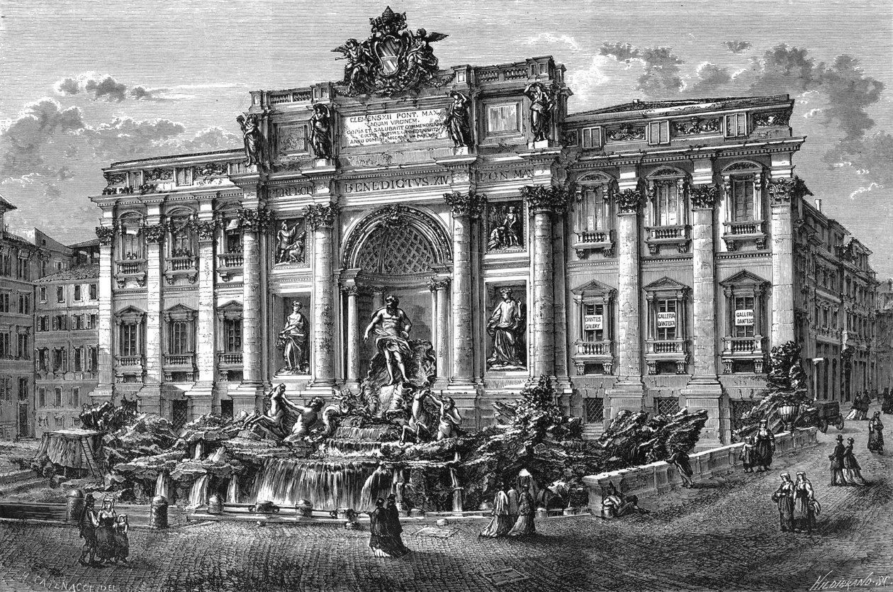 Fontenen til Trevi, Italia, 1800-tallet. av Hildibrand