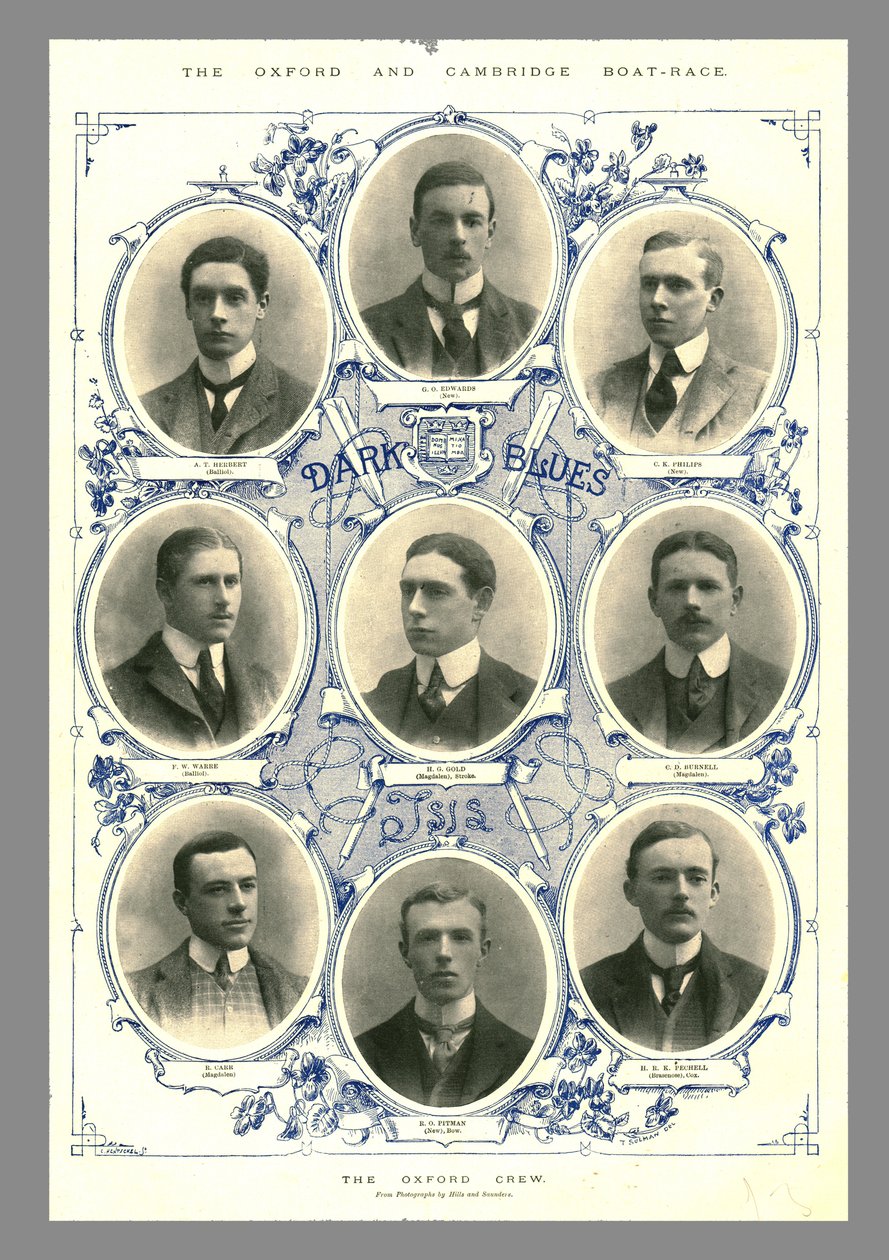 Oxford Crew, Oxford og Cambridge Boat Race, 1898 av Hills and Saunders