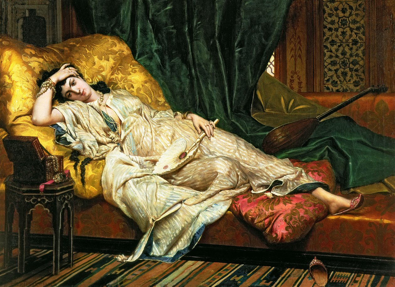 Odalisque med en lutt, 1876 av Hippolyte Berteaux