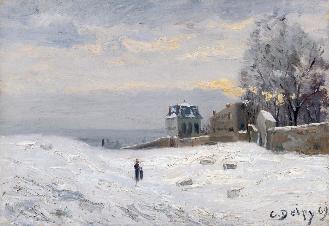 Snø ved Montmartre, 1869 av Hippolyte Camille Delpy