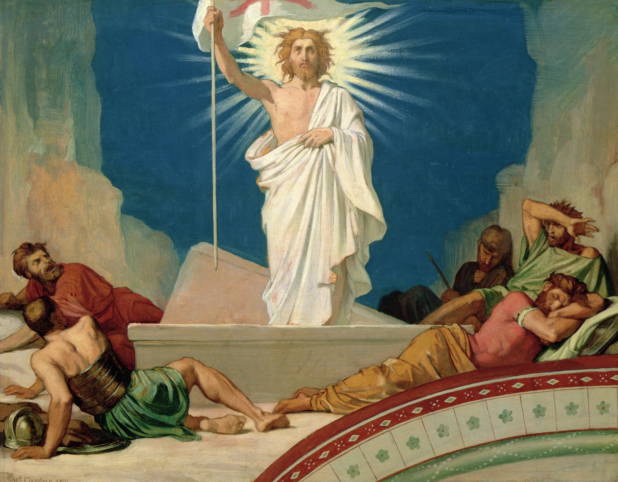 Study for the Resurrection of Christ, 1860 (olje på kort) av Hippolyte Flandrin