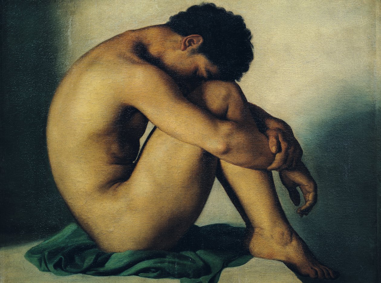Studie av en naken ung mann av Hippolyte Flandrin