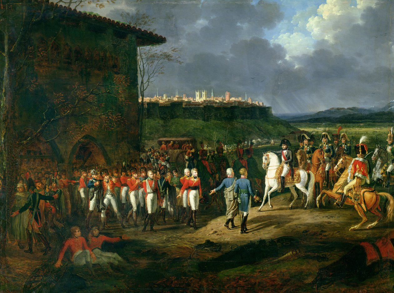 De engelske fangene på Astorga blir presentert for Napoleon Bonaparte (1769-1821) i 1809, 1810 (se også 225165) av Hippolyte Lecomte