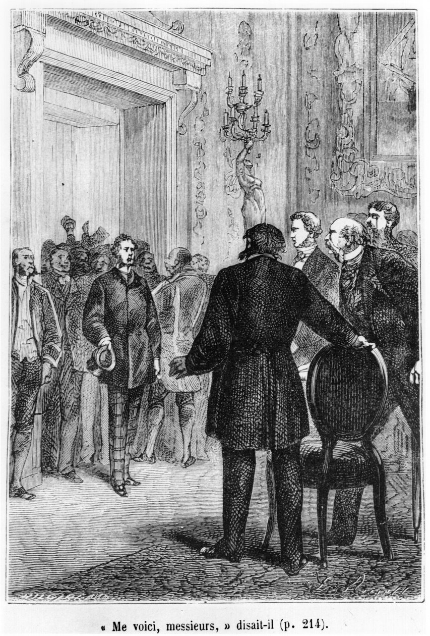 Phileas Fogg ankommer, illustrasjon fra 