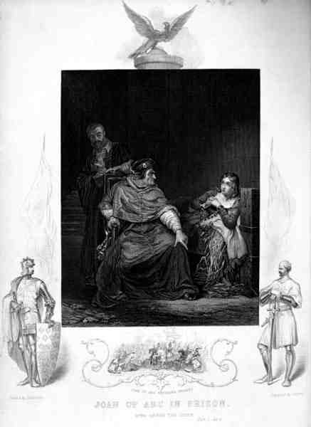 Joan of Arc in Prison, Act III, i Henry VI, av William Shakespeare (1564-1616) gravert av J. Rogers (gravering) av Hippolyte Delaroche