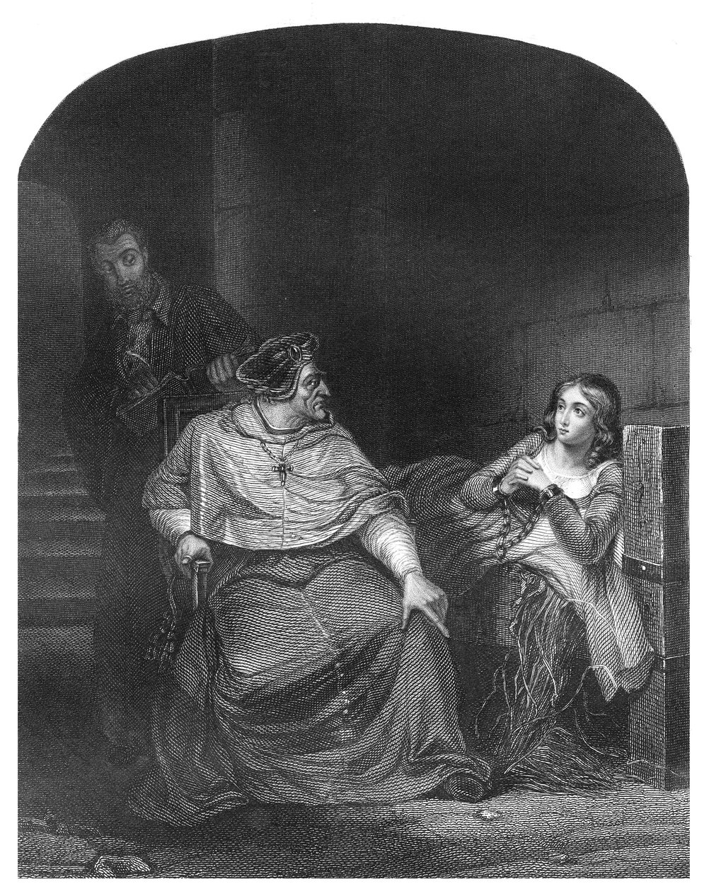 Joan of Arc blir forhørt av biskopen av Winchester av Hippolyte Delaroche