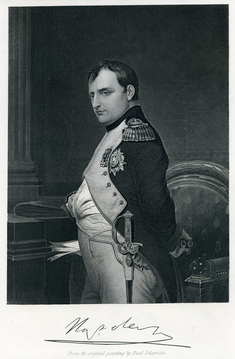 Napoleon I (1769–1821) (gravering) av Hippolyte (1797-1856) (after) Delaroche