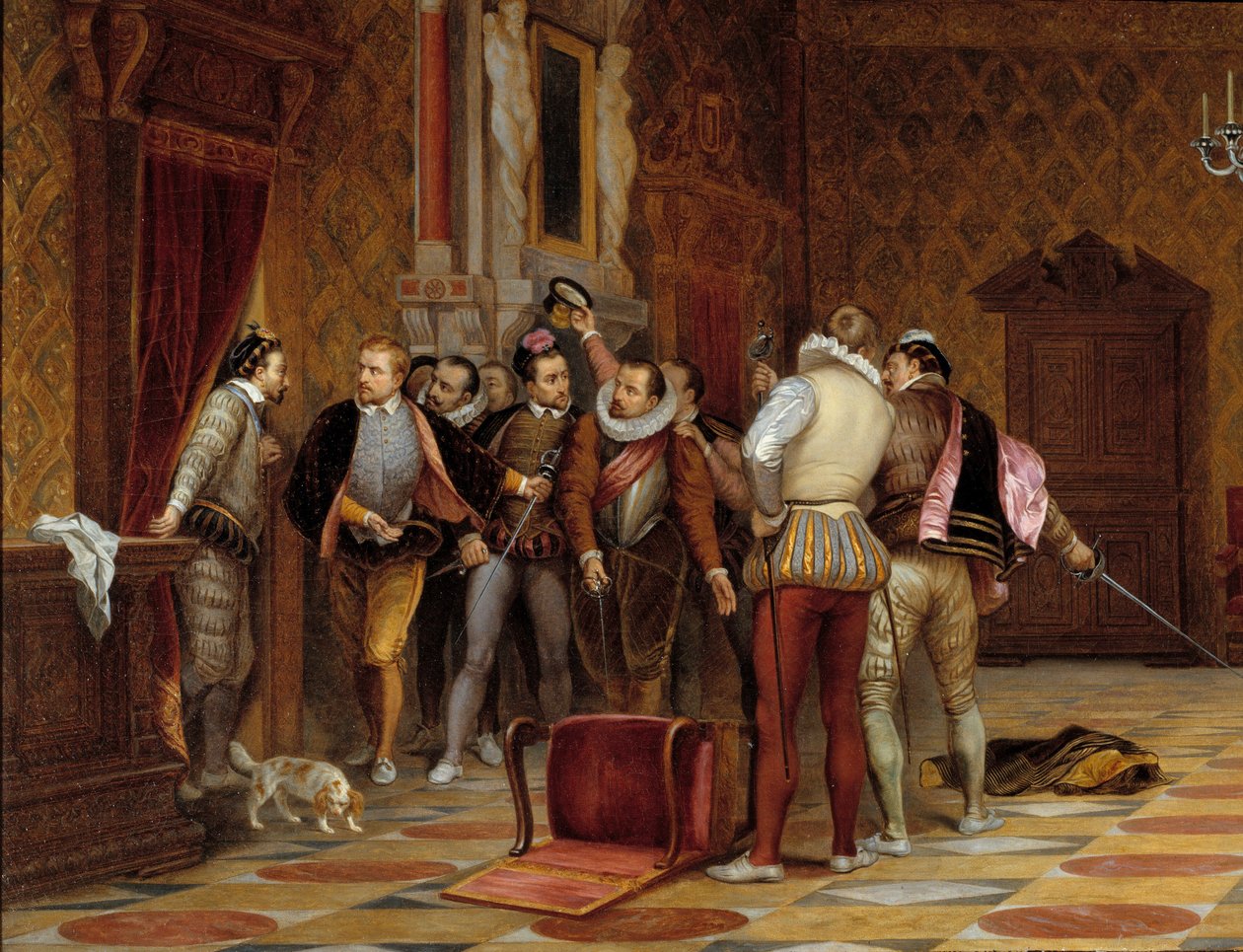 Henri III (1574-1589) med leiemorderne til hertugen av Guise (Henry I av Lorraine, hertug av Guise kalt Balafre av Paul Delaroche