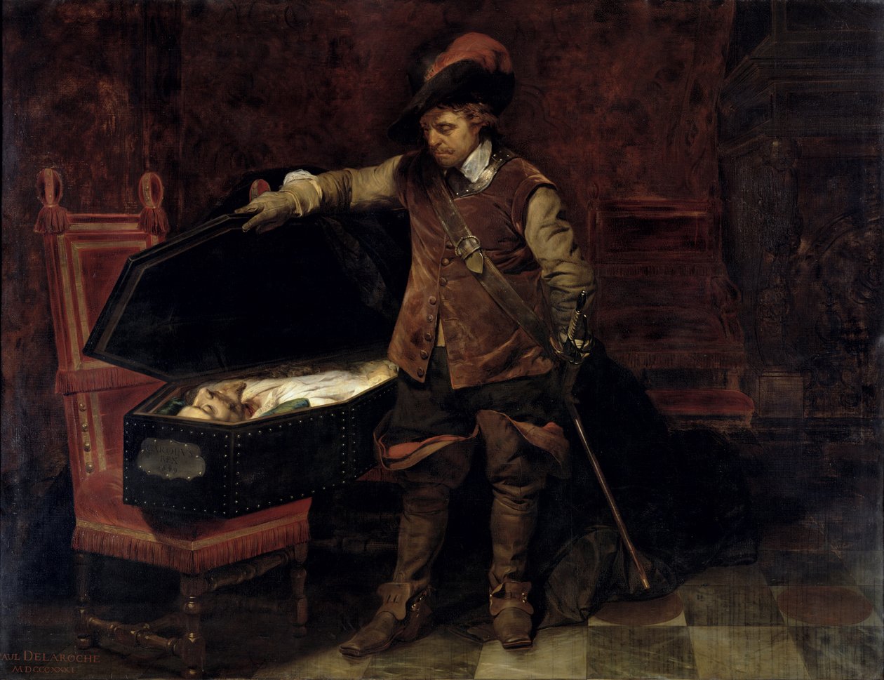 Oliver Cromwell (1599-1658) Åpning av kista til Charles I (1600-49) 1831 (olje på lerret) av Hippolyte (1797 1856) Delaroche