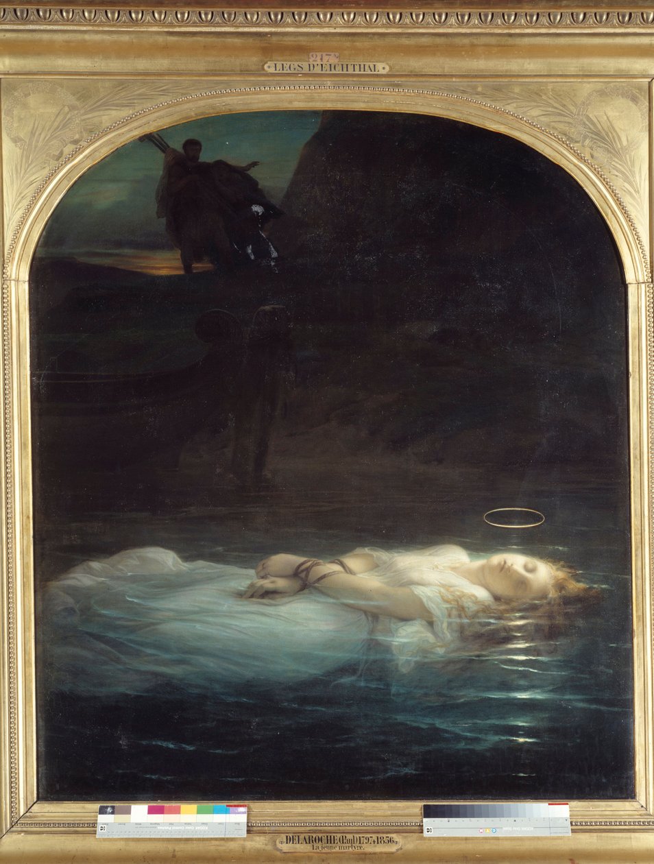Det unge martyrdøden Liket av en ung kristen martyr som bærer en aureole flytende på en vannmasse. Maleri av Paul Delaroche (1797-1856) 1855 Søn. 1,7x1,48 m Paris, Musée du Louvre. av Paul Delaroche