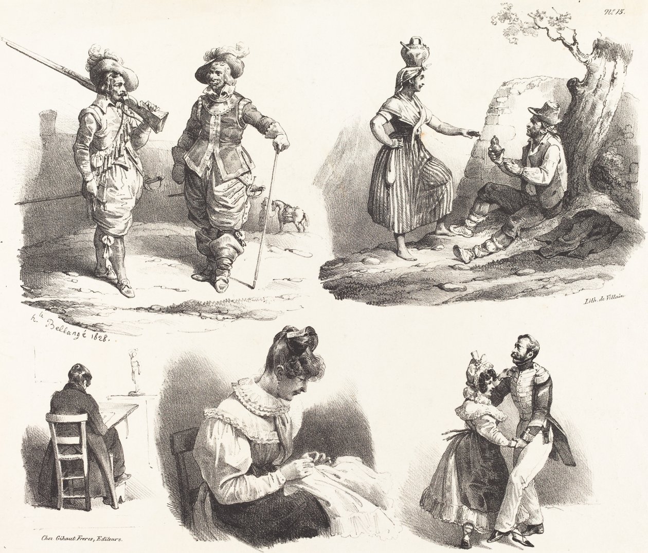 Fem vignetter av Hippolyte Bellange