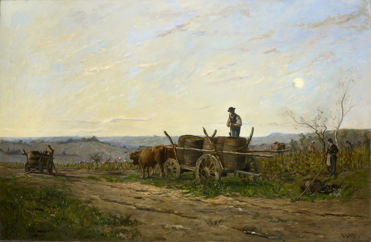 Høsting om morgenen, 1876 av Hippolyte Camille Delpy