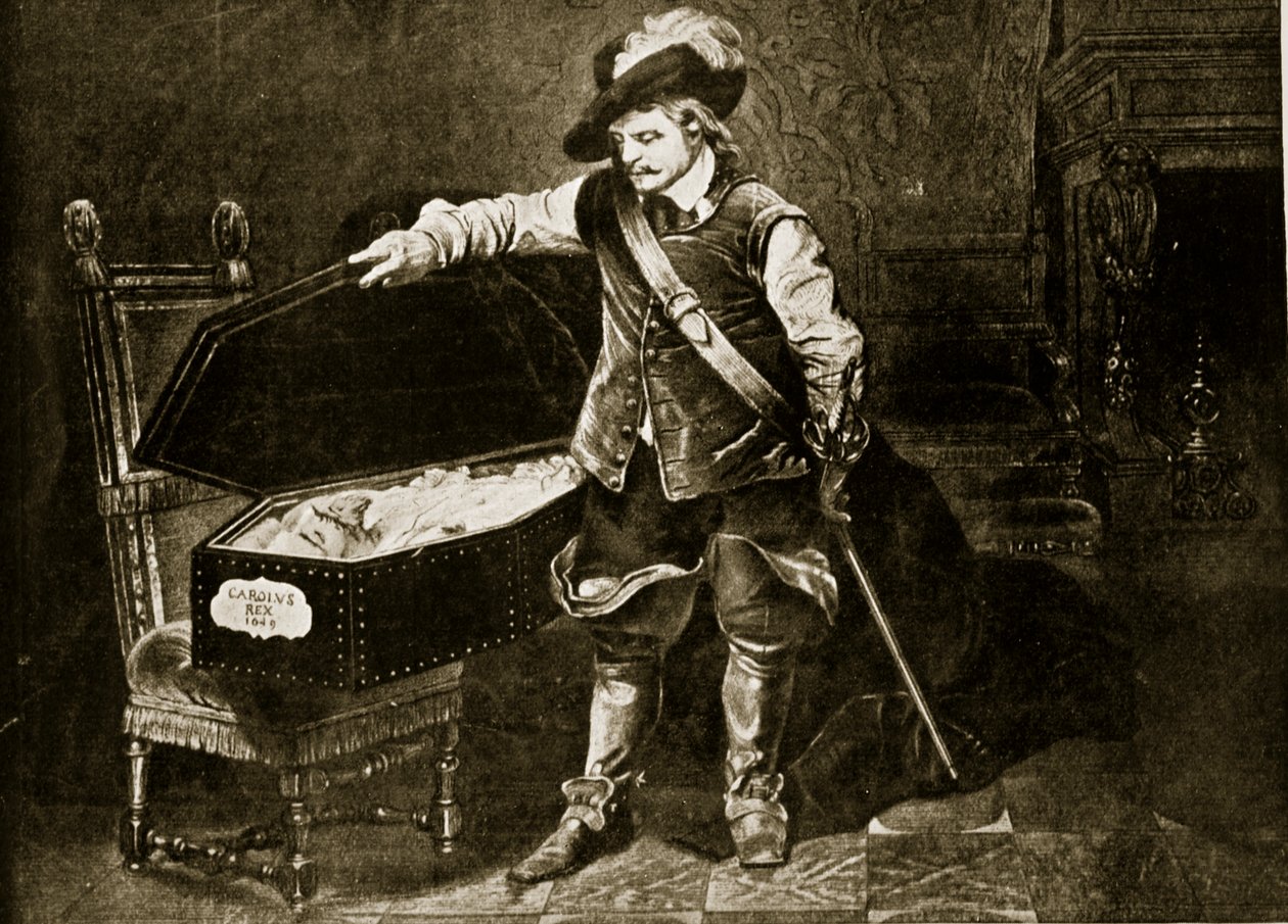Cromwell ser på kroppen til Charles I, illustrasjon fra 
